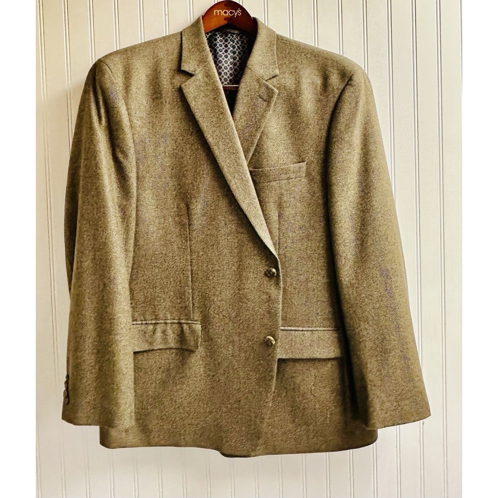 Michael Kors Mens Sz 48R Sport Coat Blazer Jacket Blend Wool Cashmere Tan Green - Picture 1 of 10